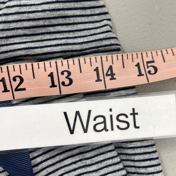 Subtitled Dress Blue Gray Stripes T-Shirt Tie Back Size 8 - Picture 11 of 12